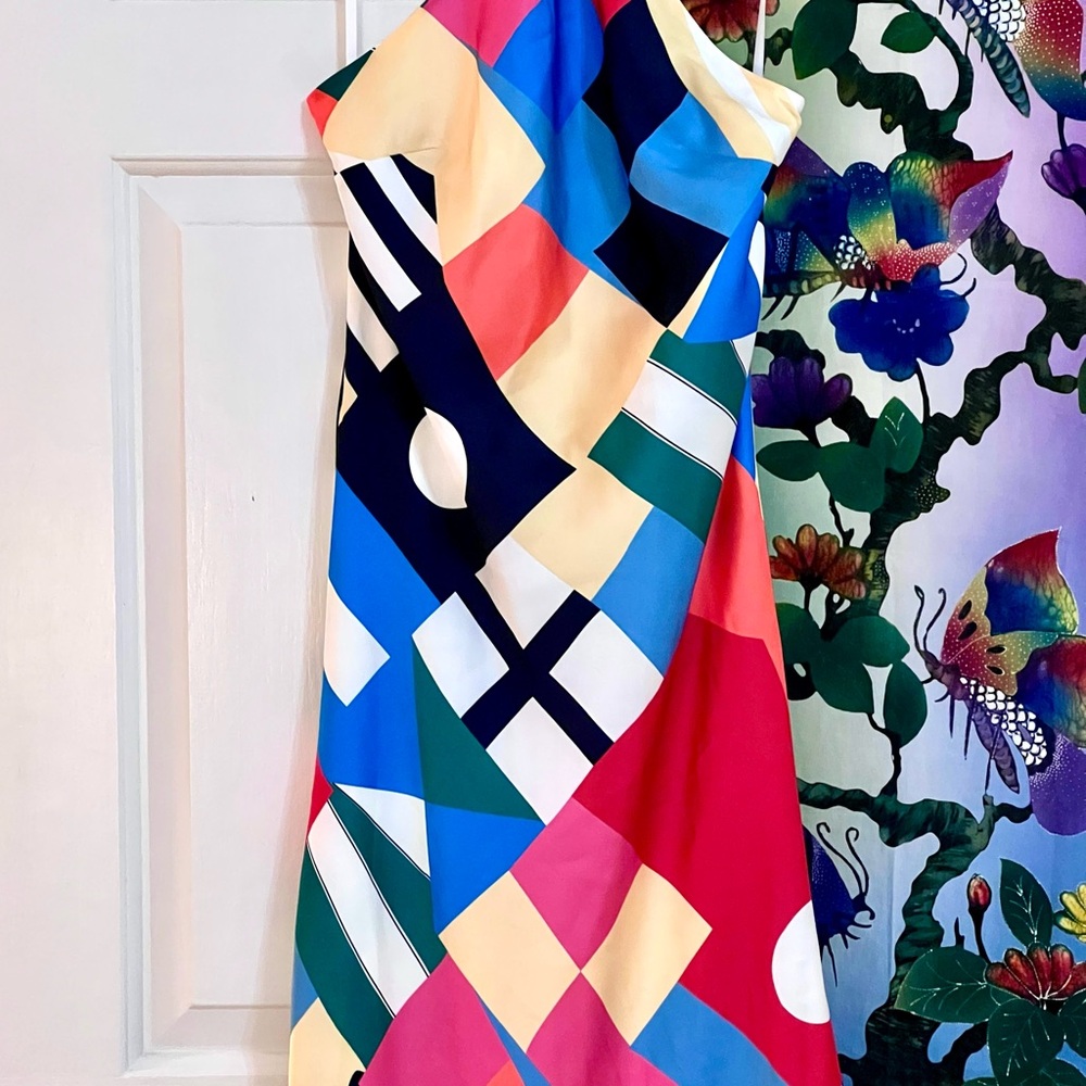 STAUD Multicolor Geometric Halter Maxi Dress — Red, Blue, Green & Yellow NWT - Picture 11 of 16